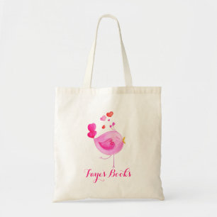 Bolsa Tote O rosa bonito do pássaro caçoa a sacola nomeada