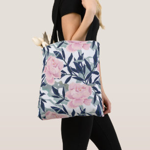 Bolsa Tote O rosa do rosa das peônias floresce o buquê do