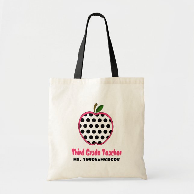 Bolsa Tote ó Saco do professor da categoria - bolinhas Apple (Frente)