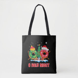 Bolsa Tote O Santa Noite Engraçado Rosquinha de Natal Pun Gif