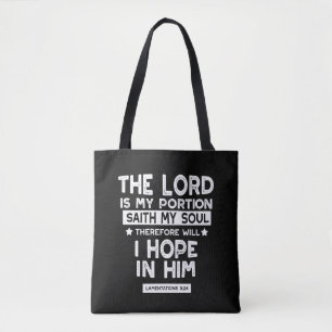 Bolsa Tote O Senhor é Minha Porção Lamentações 3 24 Citações