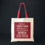 Bolsa Tote O Special engraçado do autismo precisa o professor<br><div class="desc">Este saco engraçado diz o professor do autismo, simplesmente porque Ninja a multitarefas não é uma posição real. Este saco pode ser personalizado para dizer necessidades especiais professor, professor de Síndrome de Down, ou mesmo apenas um professor especial geral. O fundo é azul contudo você pode mudá-lo clicando Customize a....</div>