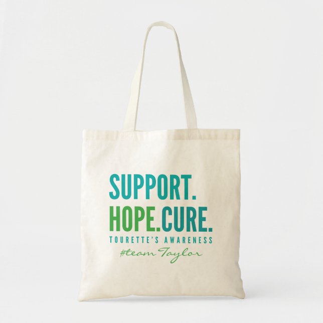 Bolsa Tote o suporte personalizado do tourette esperança cura (Frente)