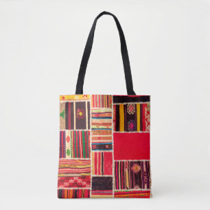 Bolsa Tote O tapete turco é feito à mão. Patches