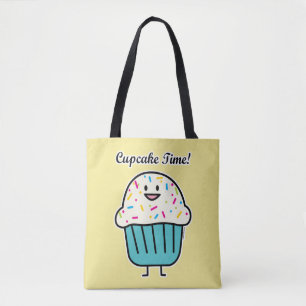 Bolsa Tote O tempo do cupcake com polvilha o fundente doce da