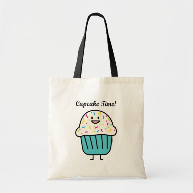 Bolsa Tote O tempo do cupcake com polvilha o fundente doce da (Frente)