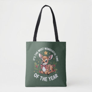 Bolsa Tote O Tempo Mais Maravilhoso Veado Vintage Natal