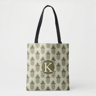 Bolsa Tote O teste padrão Khaki   do abacaxi adiciona sua