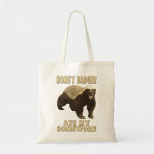 Bolsa Tote O texugo de mel comeu meus trabalhos de casa!