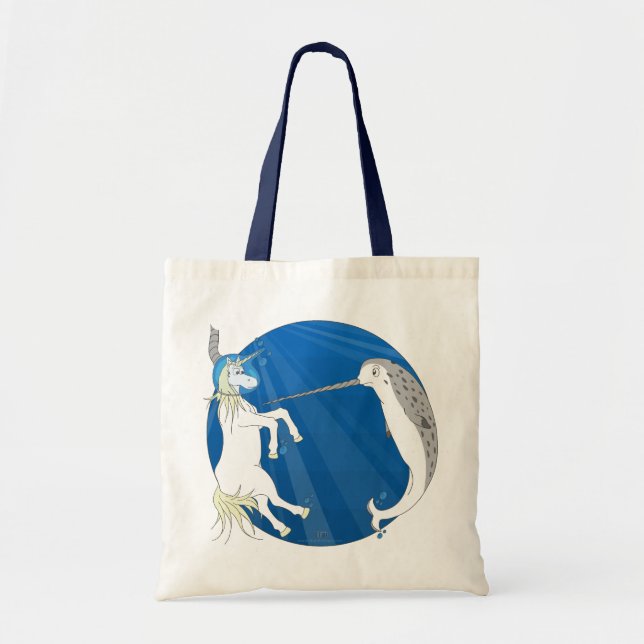 Bolsa Tote O unicórnio encontra Narwhal (Frente)