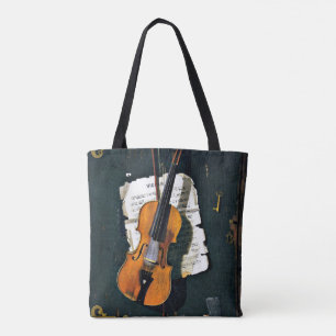 Bolsa Tote O Velho Violino, pintura de arte