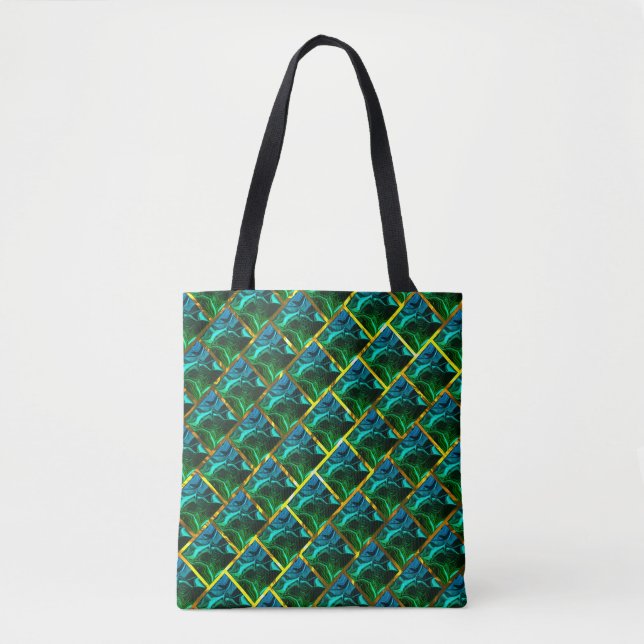 Bolsa Tote O verde parece esmeralda, em ouro grating? (Frente)