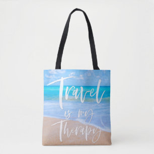 Bolsa Tote O VIAGEM É MINHA praia branca da tipografia das