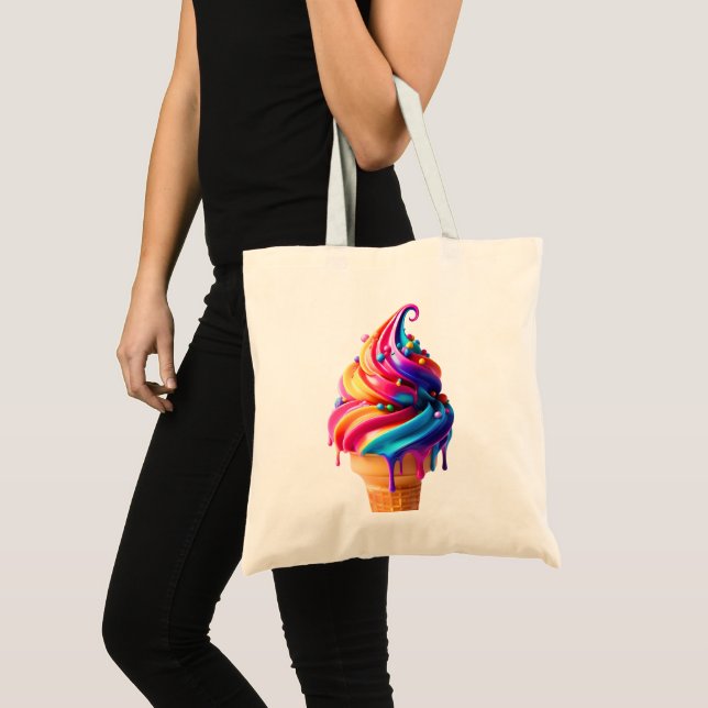 Bolsa Tote O vibrante cone de sorvete clássico da SlipperyJoe (Frente (produto))