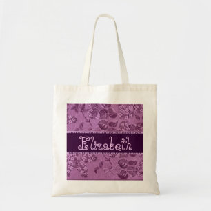 Bolsa Tote O vintage roxo floresce o saco da dama de honra