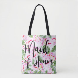 Bolsa Tote Oásis Botânico Tropical Rosa Verde Dama de Honra