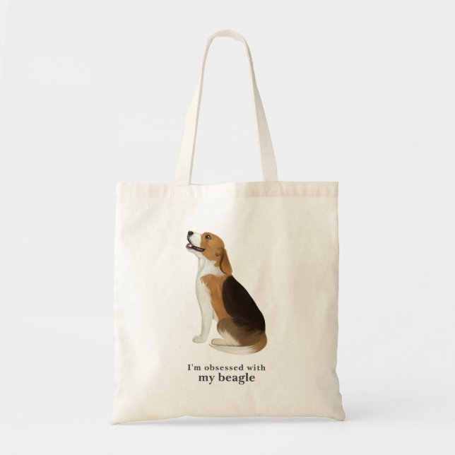 Bolsa Tote 'Obcecado com meu beagle' Tote Bag (Frente)