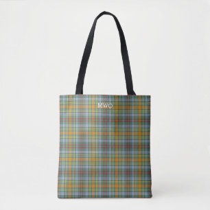 Bolsa Tote O'Brien Clan Tartan - Xadrez colorida Monograma