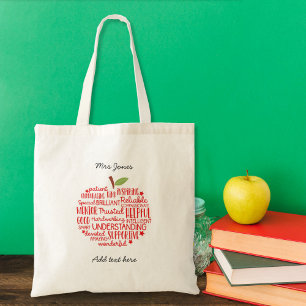 Bolsa Tote obrigado de nuvem de palavras da Red Apple