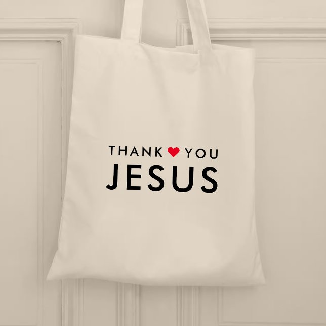 Bolsa Tote Obrigado Jesus | Coração de fé cristã moderna (Criador carregado)