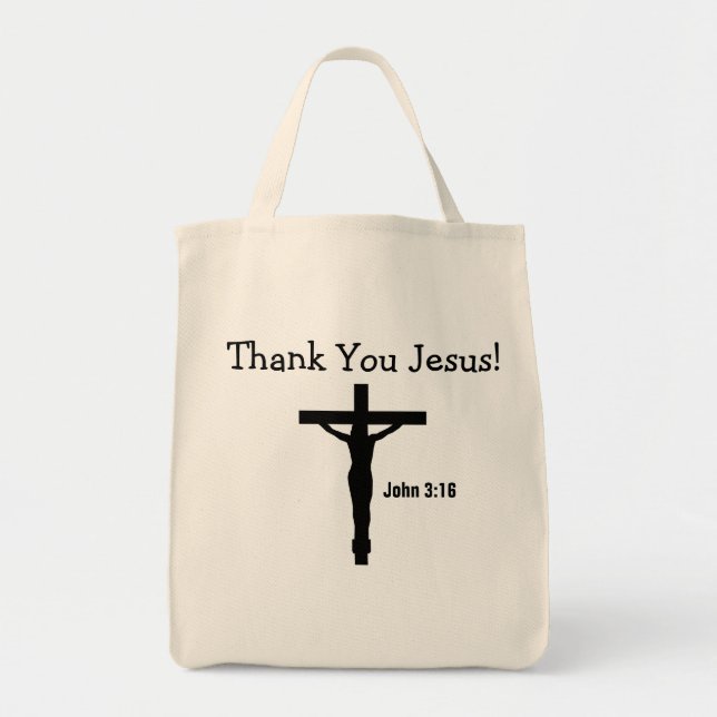 Bolsa Tote Obrigado Jesus João 3:16 (Frente)