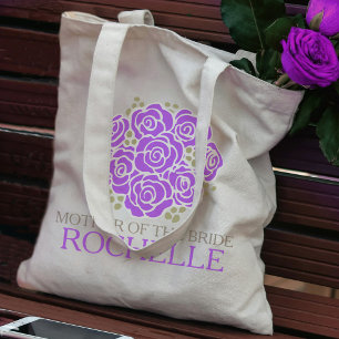 Bolsa Tote Obrigado, noivas, mala de casamento roxo.