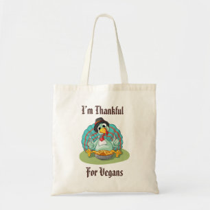 Bolsa Tote Obrigado por Vegans Dia de Ação de Graças Turquia
