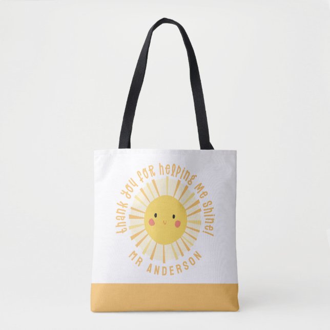 Bolsa Tote Obrigado sunshine você professora elegante moderna (Frente)