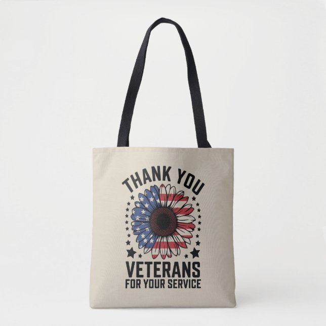 Bolsa Tote Obrigado Veteranos Militares de Girassol Dia dos V (Frente)