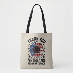 Bolsa Tote Obrigado Veteranos Sunflower Dia dos Veteranos Mil