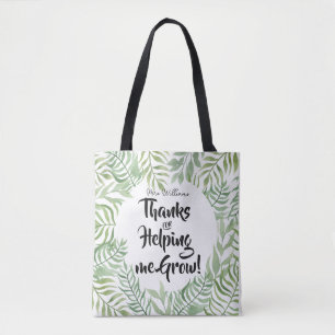 Bolsa Tote Obrigados de folha verde para me ajudar a cultivar