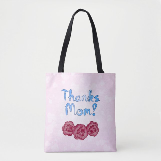 Bolsa Tote Obrigados Mãe com Flor de Cravos para o Dia das Mã (Frente)