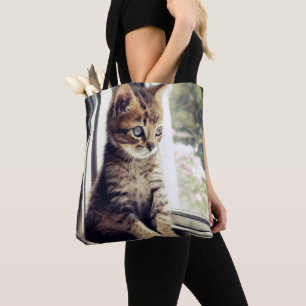 Bolsa Tote Observação do gatinho do gato malhado