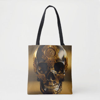 Bolsa Tote Obsidian Skull Gilded