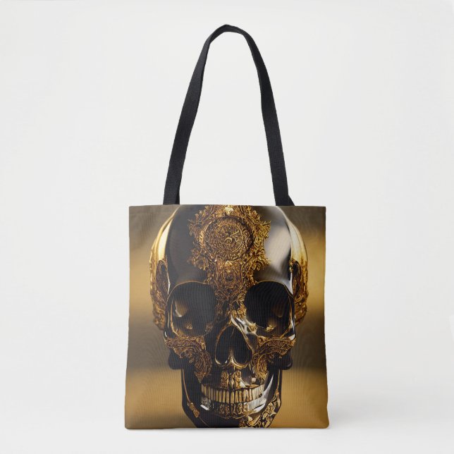 Bolsa Tote Obsidian Skull Gilded (Frente)