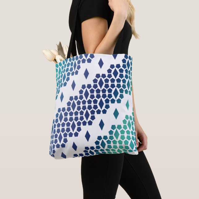 Bolsa Tote Ocean Storm Blue Diamond e Honeycomb (Close Up)