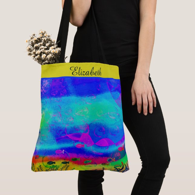 Bolsa Tote Oceano abstrato personalizado (Close Up)