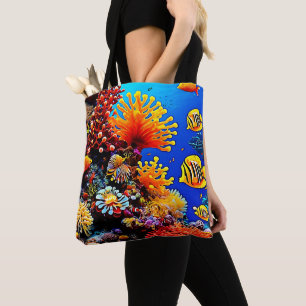 Bolsa Tote Oceano Colorido com Vida Submarina