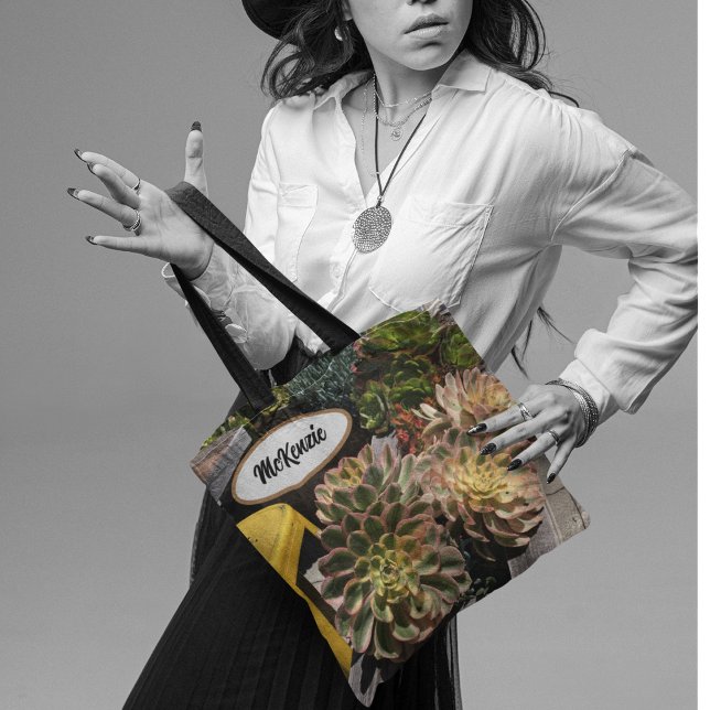 Bolsa Tote Oceano de Jardim Suculto Personalizado (Criador carregado)