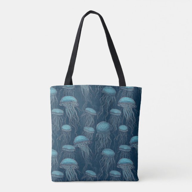 Bolsa Tote Oceano de medusa azul (Verso)