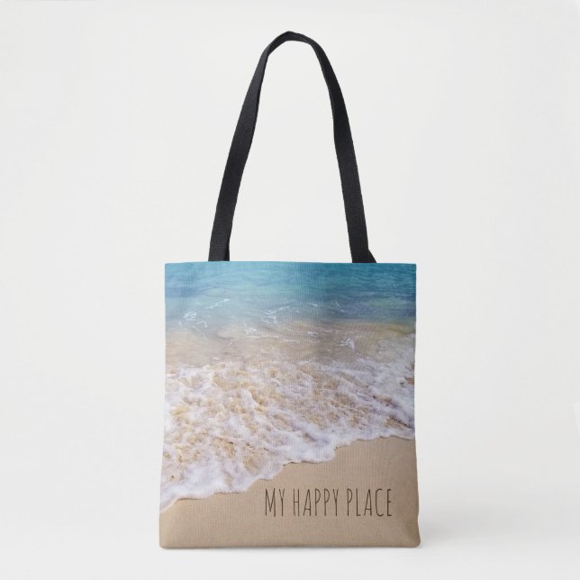 Bolsa Tote oceano de turquesa tropical com surf (Frente)