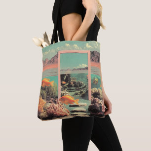Bolsa Tote Oceano Desértico Surreal com Porta