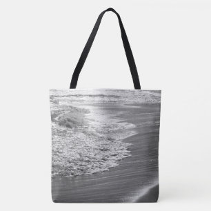 Bolsa Tote Oceano Negro e Branco Lavando Na Praia Grande