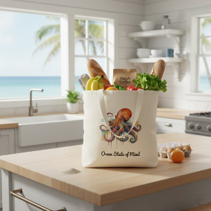 Bolsa Tote Oceano Whimsy: Octopus Colorido