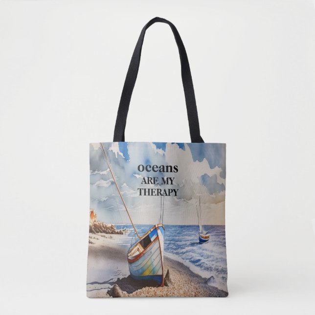 Bolsa Tote Oceanos são minha design de terapia (Frente)