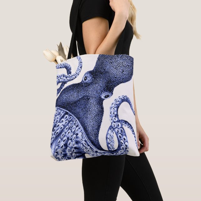 Bolsa Tote Octopus Azul Paisagem (Close Up)