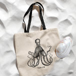Bolsa Tote Octopus Embrace | Nome Personalizado<br><div class="desc">Sacos de tote personalizados de polvo de vintage.</div>