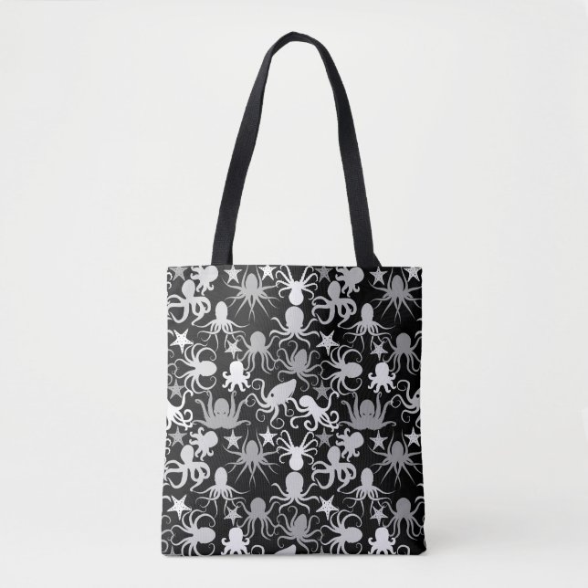 Bolsa Tote Octopus Padrão.b Preto BG (Frente)