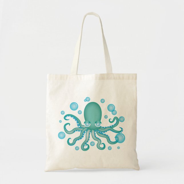 Bolsa Tote Octopus Teal Cujo (Frente)