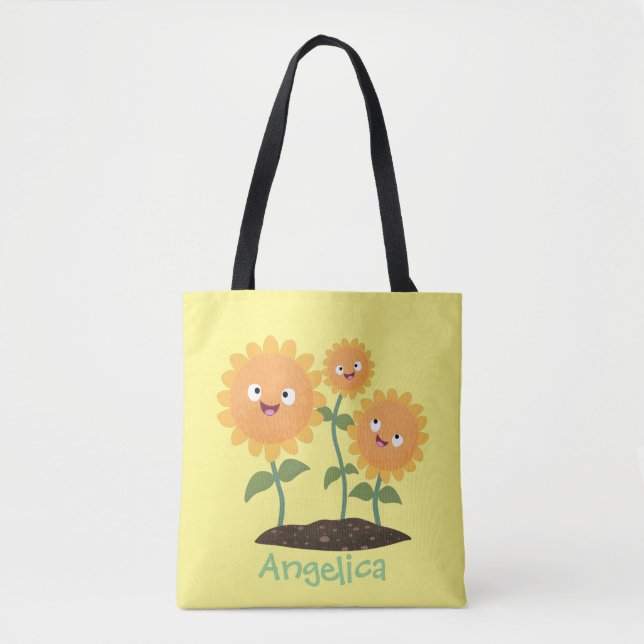 Bolsa Tote Óculos de desenho animados bonitos e felizes (Frente)